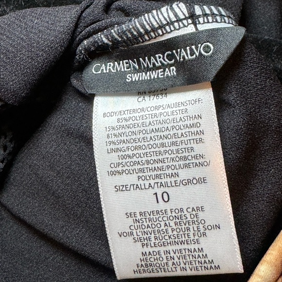 NWT Carmen Marc Valvo Animal Print One Shoulder One Piece Swimsuit Size 10 - Picture 6 of 7